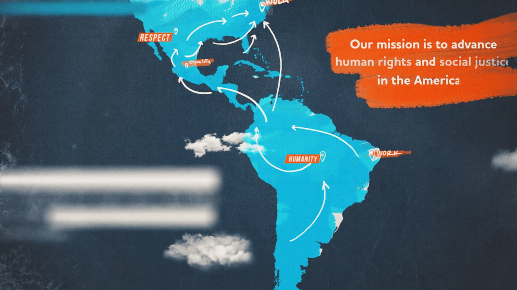 The title card of WOLA's video on human rights in the Americas