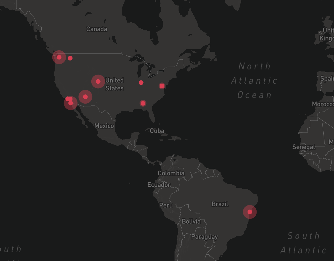 A screenshot of a musical map of live twitter data