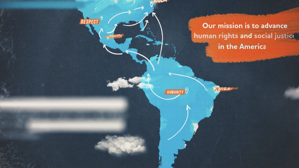 The title card of WOLA's video on human rights in the Americas